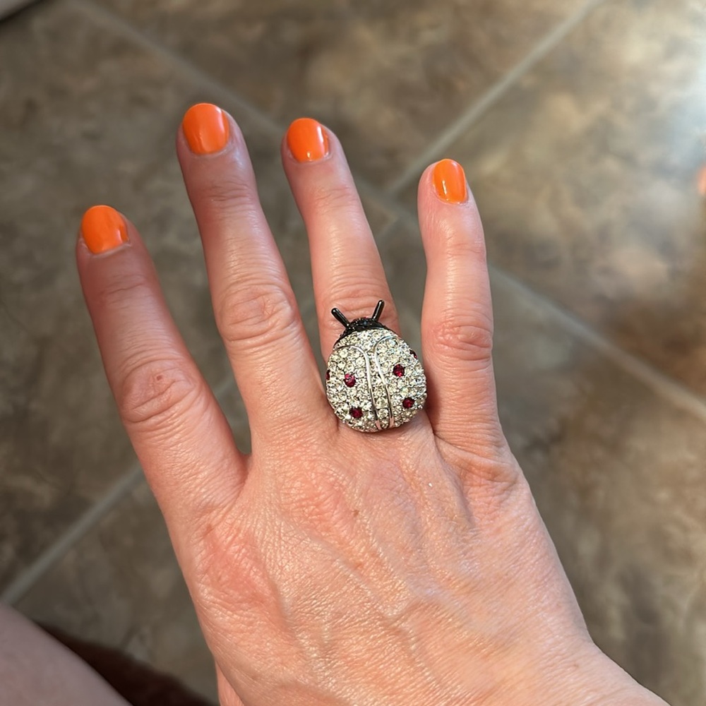 Park Lane ladybug ring genuine Swarovski crystals - Picture 3 of 5